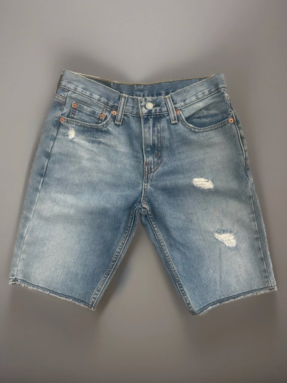 Levi's 511 Distressed Denim Faded Light Blue Jean Slim Fit W30 Shorts